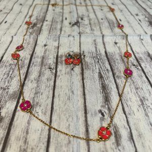 kate spade jewelry set gold filled pink flowers
